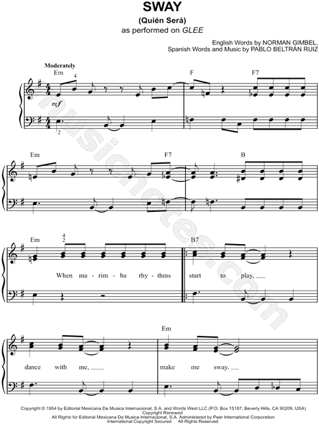 Sway Michael Buble Piano Sheet Music Pdf
